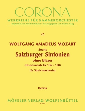 3 Salzburger Sinfonien ohne Blser fr Streicher Partitur (V e r l a g s k o p i e)