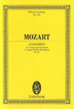 Konzert D-Dur KV211 fr Violine und Orchester Studienpartitur