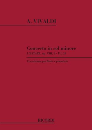 Concerto sol minore per flauto e archi per flauto e pianoforte