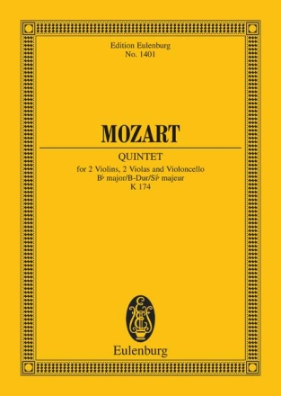 Quintet B flat major KV174 for two violins, 2 violas and violoncello Miniature score