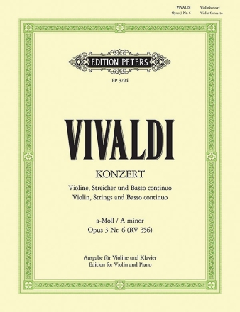 Konzert a-Moll op.3,6 RV356 fr Violine und Streicher fr Violine und Klavier