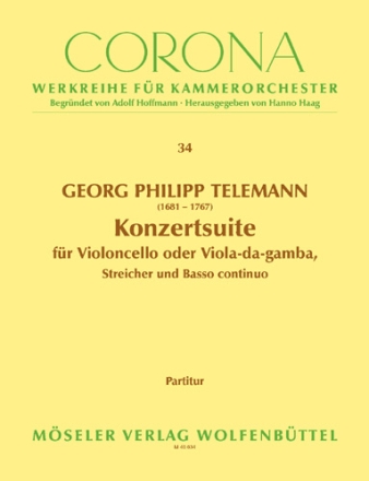 Konzertsuite TWV55:d6 fr Violoncello (Viola da gamba) und Streichorchester Partitur (= Bc)