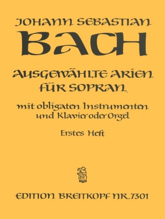 Ausgewhlte Arien Band 1 fr Sopran mit obligaten Instrumenten und Klavier (Orgel)