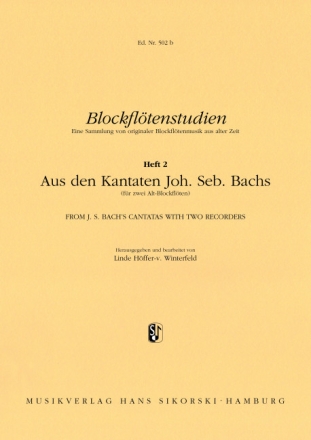 Blockfltenstudien Band 2 Aus den Kantaten J.S. Bachs
