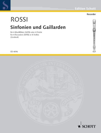 Sinfonien und Galliarden fr 4 Blockflten (SATB) Spielpartitur