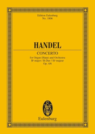 Konzert B-Dur op.4,6 fr Orgel und Streichorchester Studienpartitur