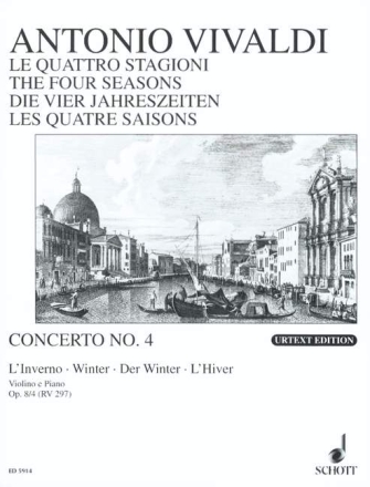 Die vier Jahreszeiten op. 8/4 RV 297 / PV 442 fr Violine, Streicher und Basso continuo Klavierauszug mit Solostimme