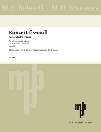 Konzert fis-Moll op.20 fr Klavier und Orchester fr 2 Klaviere