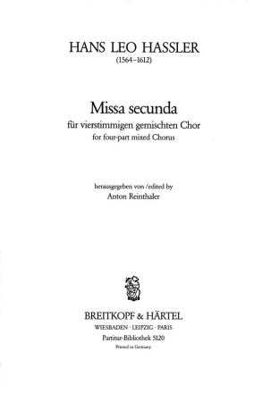 Missa secunda fr gem Chor a cappella Partitur (la)