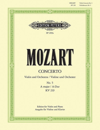 Konzert  A-Dur KV219 fr Violine und Orchester fr Violine und Klavier