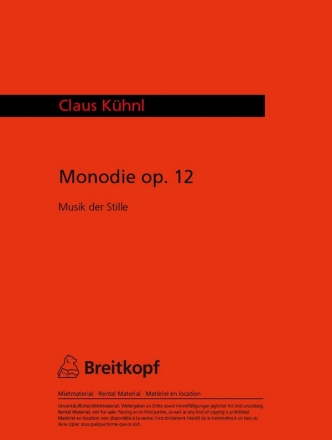 Musik der Stille - Monodie op.12 fr Kammerorchester Partitur