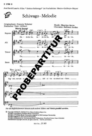 Schiwago-Melodie fr gem Chor und Klavier Chorpartitur