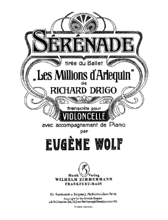 Serenade aus 'Les millions d'Arlequin' fr Violoncello und Klavier