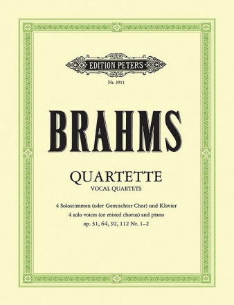 Quartette fr 4 Solostimmen mit Klavierbegleitung Partitur (dt)