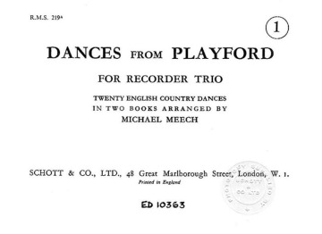 Dances from Playford for 3 recorders score