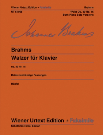 Walzer As-Durop.39,15 fr Klavier und die vom Komponisten erleichterte Fassung