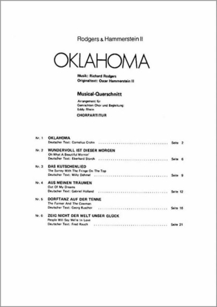Oklahoma Musicalquerschnitt fr gem Chor und Klavier Partitur (dt/en)