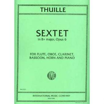 Sextet in Bb major op.6 for flute, oboe, clarinet,, bassoon, horn and piano score and parts