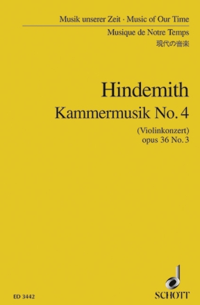 Kammermusik Nr. 4 op. 36/3 fr Solo-Violine und greres Kammerorchester Studienpartitur