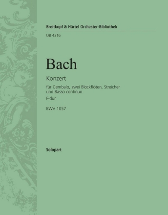 Konzert F-Dur BWV1057 fr Cembalo, 2 Flten und Streicher Blockflte 2