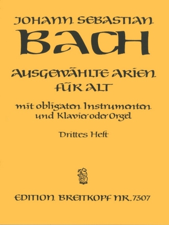Ausgewhlte Arien Band 3 fr Alt mit obligaten Instrumenten und Klavier (Orgel)