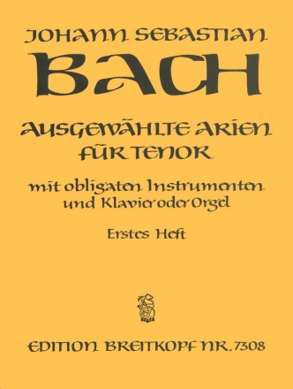 Ausgewhlte Arien Band 1 fr Tenor mit obligaten Instrumenten und Klavier (Orgel)