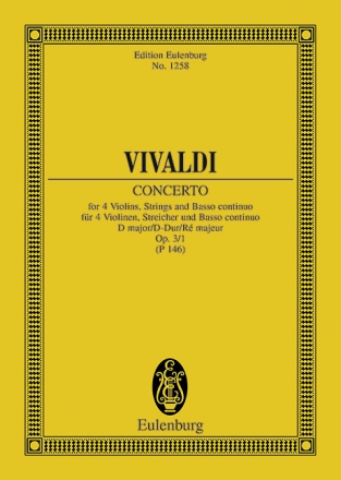 Concerto grosso D-Dur RV549 fr 4 Violinen und Orchester Studienpartitur