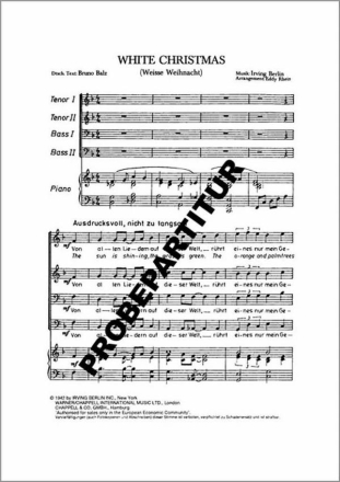 White Christmas fr Mnnerchor und Klavier Partitur (dt/en)