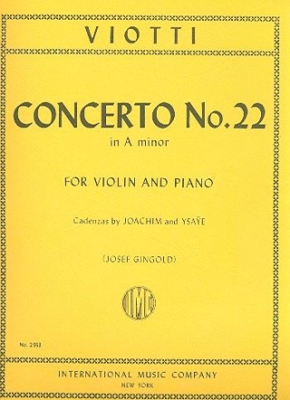 Concerto a minor no.22 for violin and orchestra for violin and piano