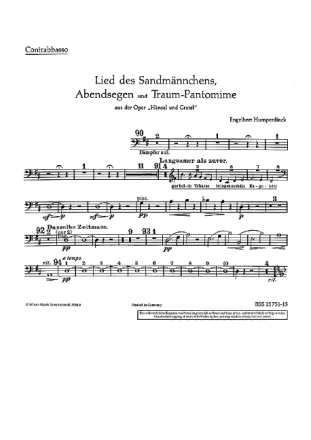 Lied des Sandmnnchens fr groes Orchester Einzelstimme - Kontrabass
