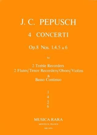 Concerto C-Dur op.8,5 für für 2 Altblockflöten (Flöten, Tenorblockflöte, Oboen, Violinen) und Bc Partitur und Stimmen