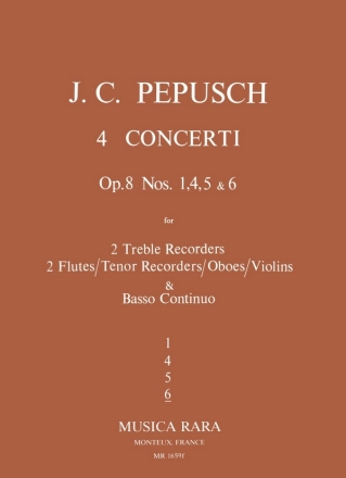 Concerto in f Major op.8,6 for for 2 alto recorders and bc Partitur und 5 Stimmen