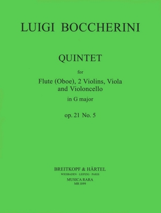 Quintet G-Dur op.21,5 fr Flte und Streichquartett Stimmen