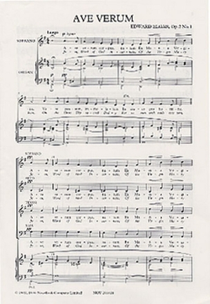 Ave verum op.2,1 for soprano and organ score (en)