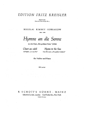 Hymne an die Sonne Nr. 3 fr Violine und Klavier