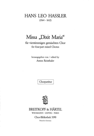 Missa dixit Maria fr gem Chor a cappella Chorpartitur