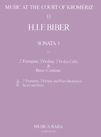 Sonata no.1 for 2 trumpets, 2 violins, 2 violas, violoncello and bc score and parts
