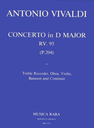 Concerto D major RV95 (P204) F.XII:29 for oboe, bassoon, violin and bc score and 5 parts