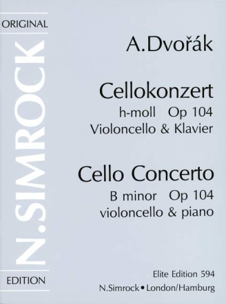 Konzert h-Moll op.104 fr Violoncello und Orchester fr Violoncello und Klavier