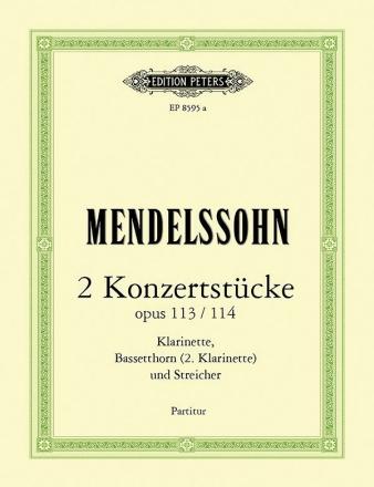 2 Konzertstcke op.113 und op.114 fr Klarinette, Bassetthorn (Klarinette) und Streicher Studienpartitur
