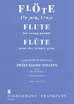 12 kleine Sonaten op.13 Band 1 (Nr.1-6) fr 2 Flten Spielpartitur