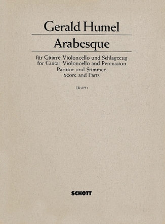 Arabesque fr Gitarre, Violoncello und Schlagzeug (kleine Trommel, Bongos, Tomto Partitur und Stimmen