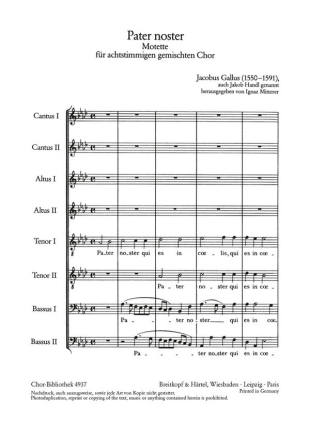 Pater noster fr 8stimmigen Chor a cappella Partitur (la)
