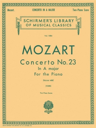Concerto a major no.23 KV488 for piano and orchestra for 2 pianos 4 hands two-piano-score