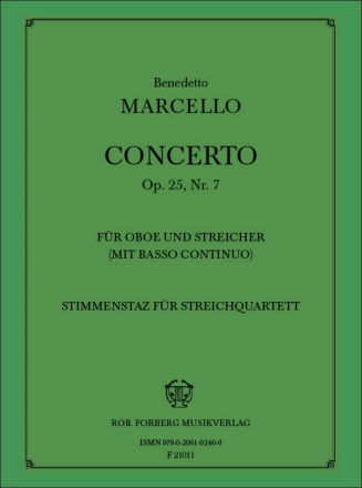 Concerto c-Moll fr Oboe und Streichorchester  Streichquartett Stimmen
