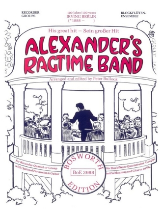 Alexander's Ragtime Band fr 4 Blockflten (SATB) und Schlagzeug Partitur und Stimmen