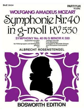 Sinfonie g-Moll Nr.40 KV550 fr 4 Blockflten (SATB) und Schlagwerk,  Partitur und Stimmen