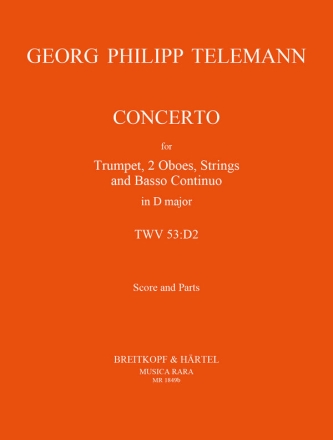 Concerto no.3 in D for trumpet, 2 oboes, strings and bc score and parts