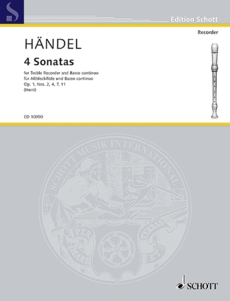 4 Sonatas from op.1 (nos.2,4,7,11) for treble recorder and bc