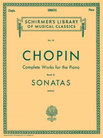 Sonatas for piano Complete works for piano vol.11 Schirmer's library vol.35